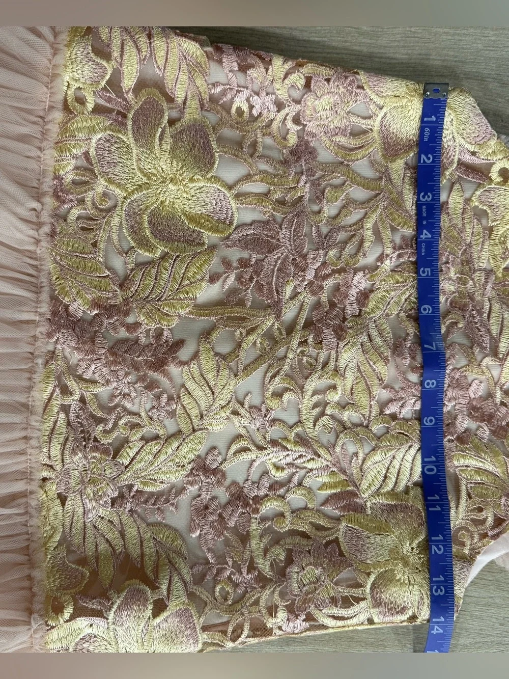 Nha Khanh Girls Blush Gold Embroidered Tulle Party Dress Formal Fancy Size 10